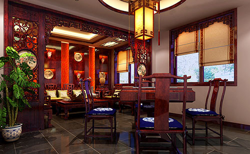 宜城古典中式风格茶楼包间设计装修效果图